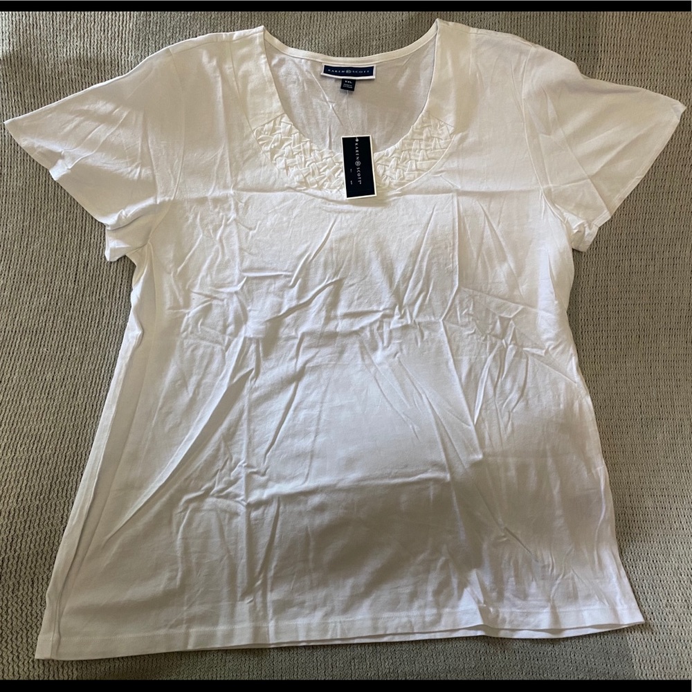 Karen Scott Plus Core Knit White Top NWT